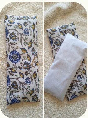 Bandeau relaxant Bandeau Bleu et blanc, dessus imprimé et dessous en coton blanc