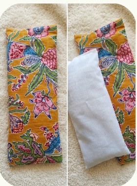 Bandeau relaxant Bandeau Fleuri coloré, dessus imprimé et dessous en coton blanc
