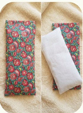 Bandeau relaxant Bandeau Déhoussable fleuri rose, dessus imprimé et dessous en coton blanc